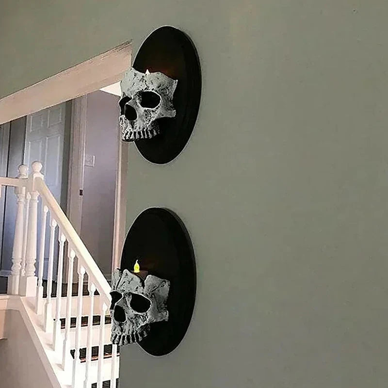 1 Peça de Artesanato em Resina para Casa: Pingente de Castiçal em Formato de Esqueleto – Decoração de Parede em Estilo Gótico
