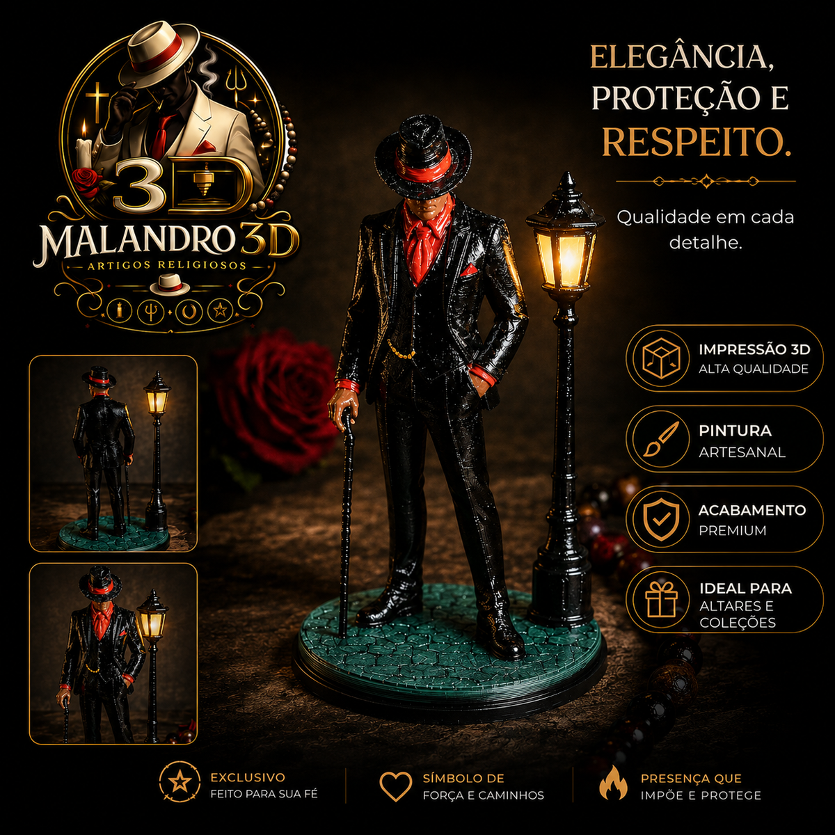 Estatueta Exu Zé Pretinho 15cm